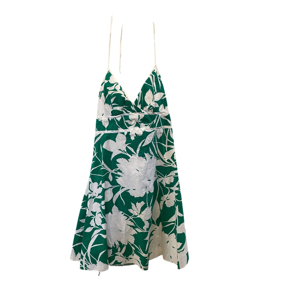 Speechless‎ Green White Floral Halter Dress Size 3 Tropical Summer Sundress